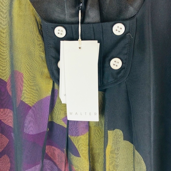 NWT WALTER BAKER BLACK FLORAL SILK DRESS 2 - Picture 3 of 11